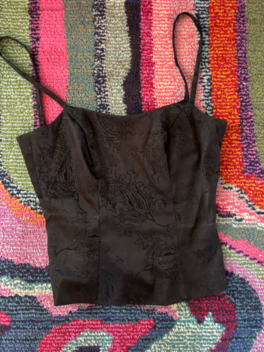 Guess Black Paisley Jacquard Spaghetti Strap Camisole